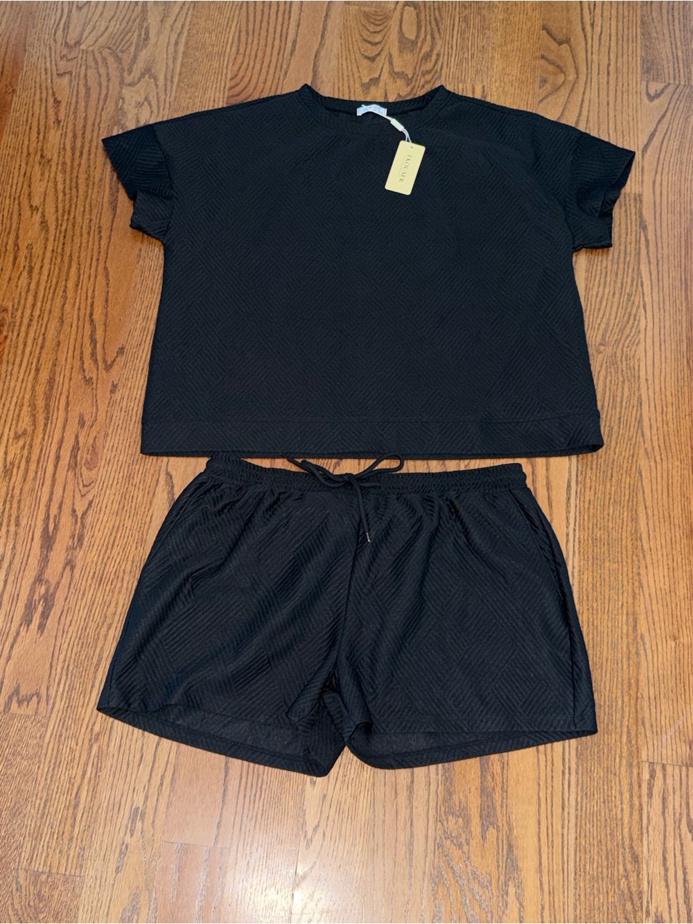 EKOUAER Black Textured Lounge Set 2XL NWT Shorts & Top (SHEIN)